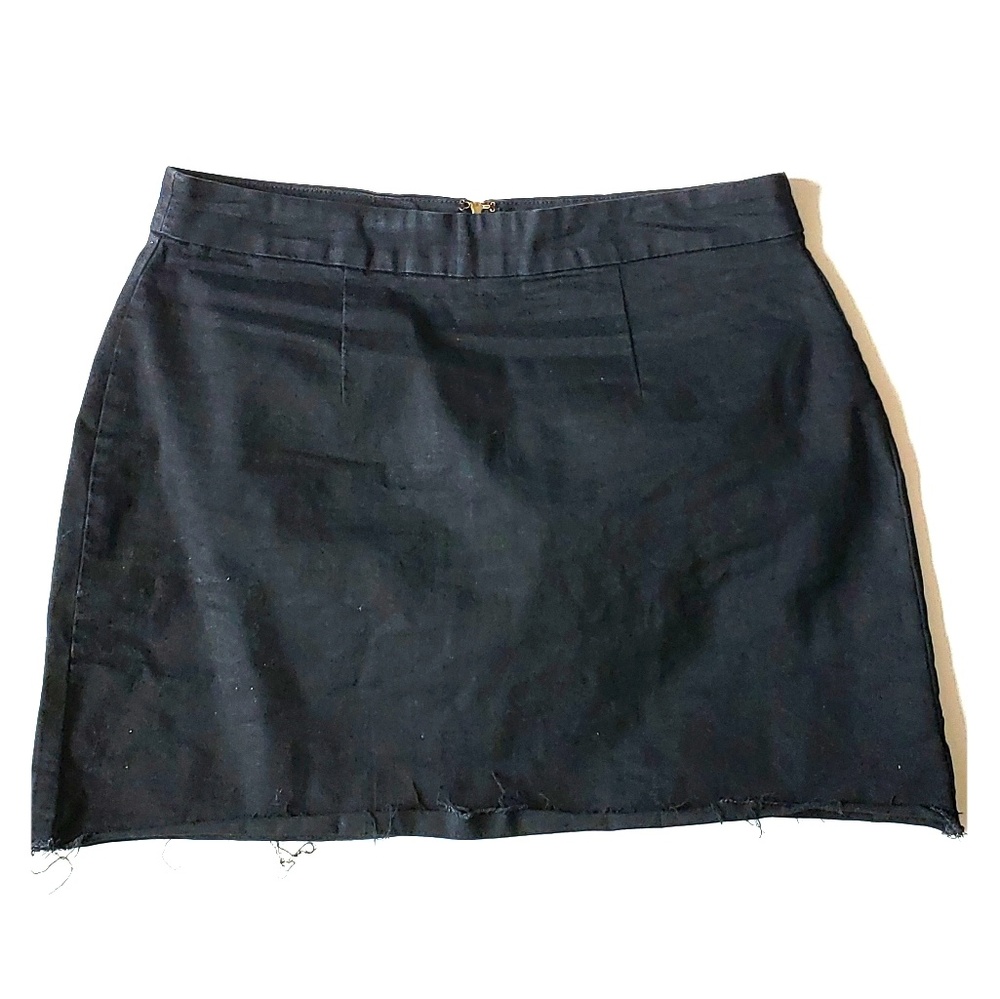 F21 Black Frayed Denim Mini Skirt